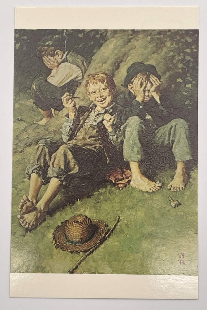 Huckleberry Finn Tom Sawyer Norman Rockwell Postcard