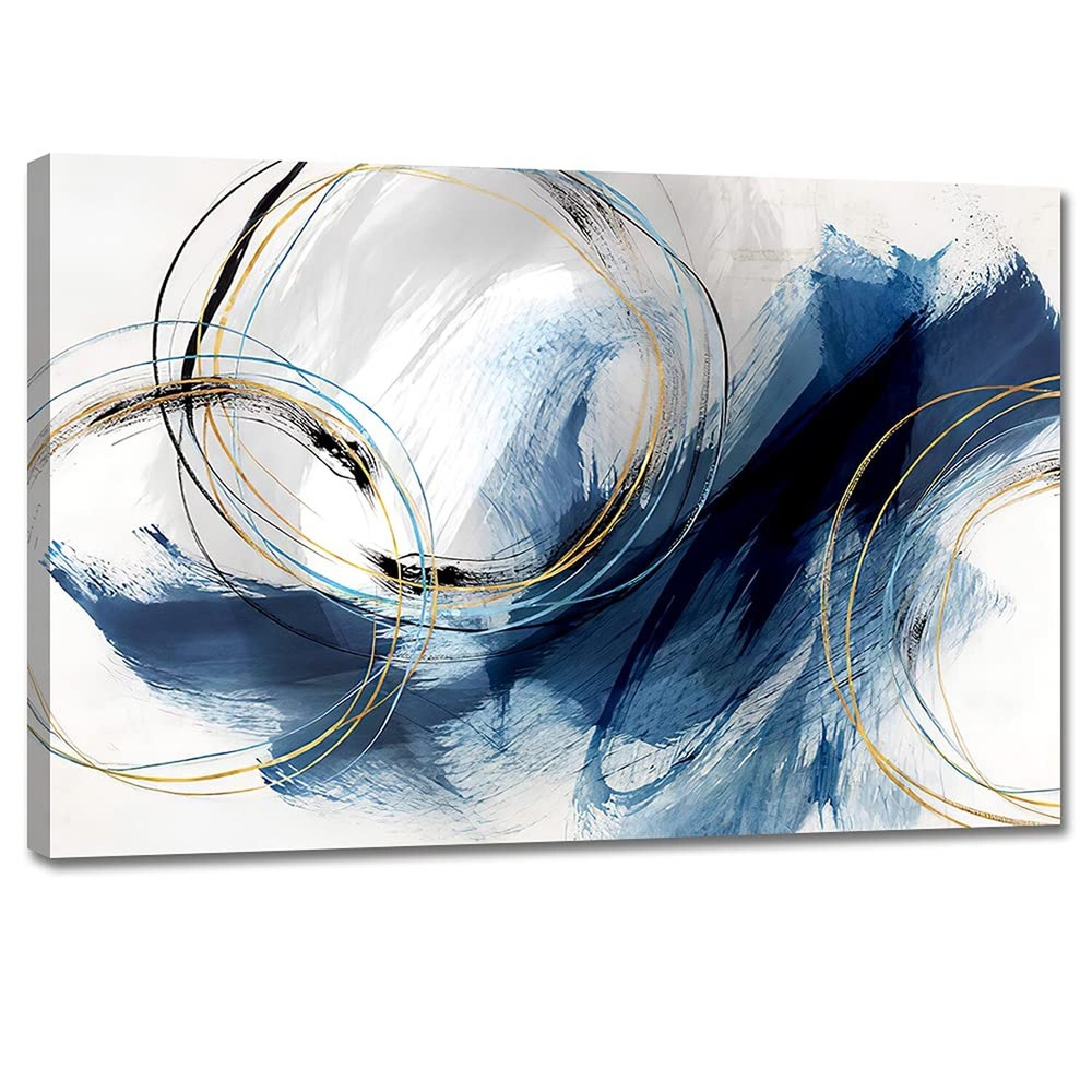 Wall Art Canvas Abstract Art Paintings Blue Fantasy Colorful Graffiti on Whit...-image