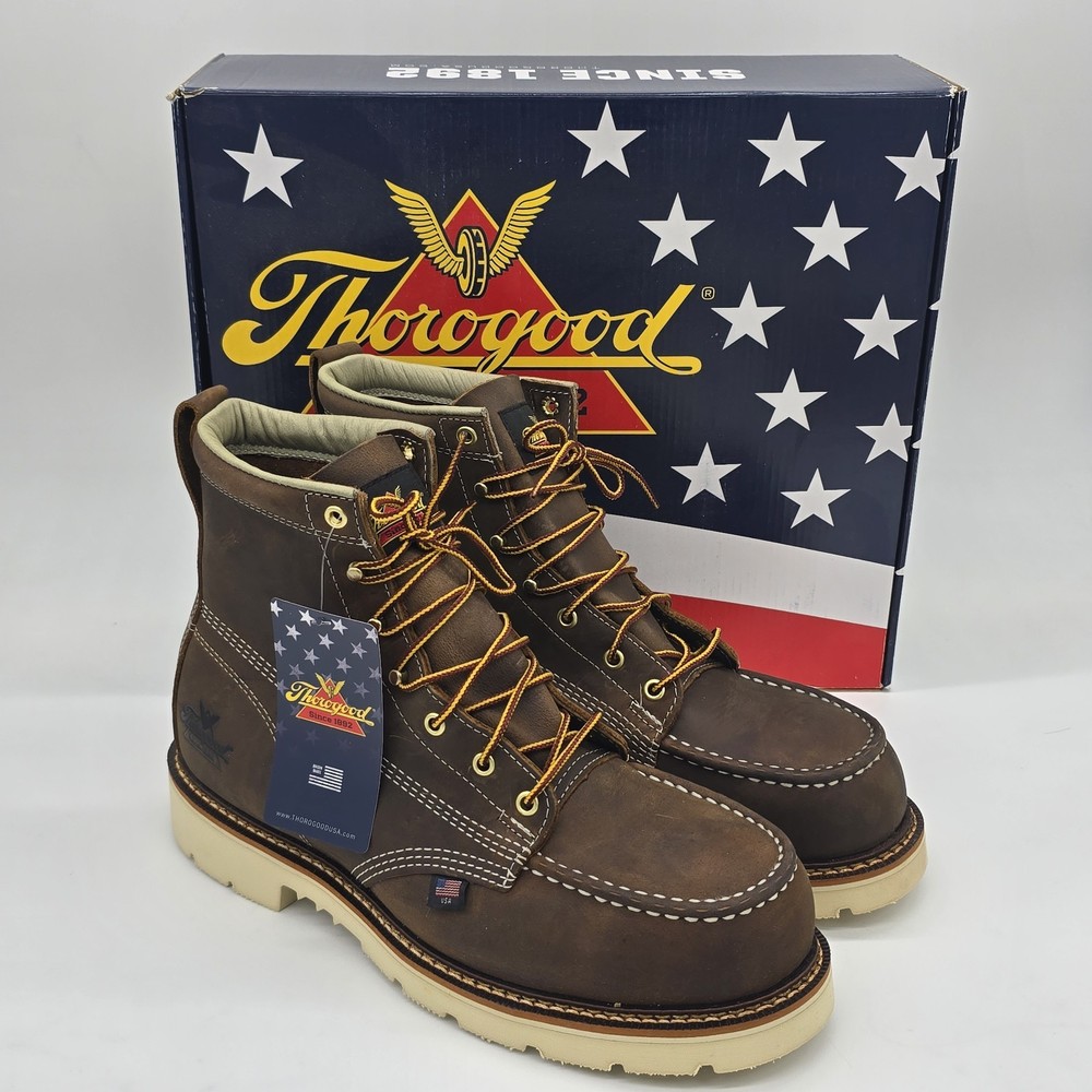 Thorogood 6 Inch Moc Toe Safety Boots STK 804-4375 for Men Size 11 EE