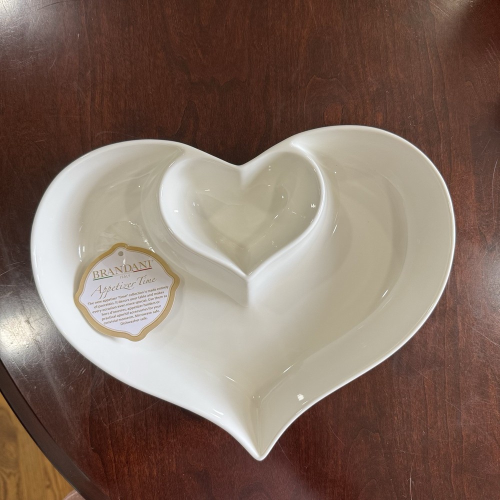 Brandani white Heart Shaped Porcelain Appetizer Bowl 11