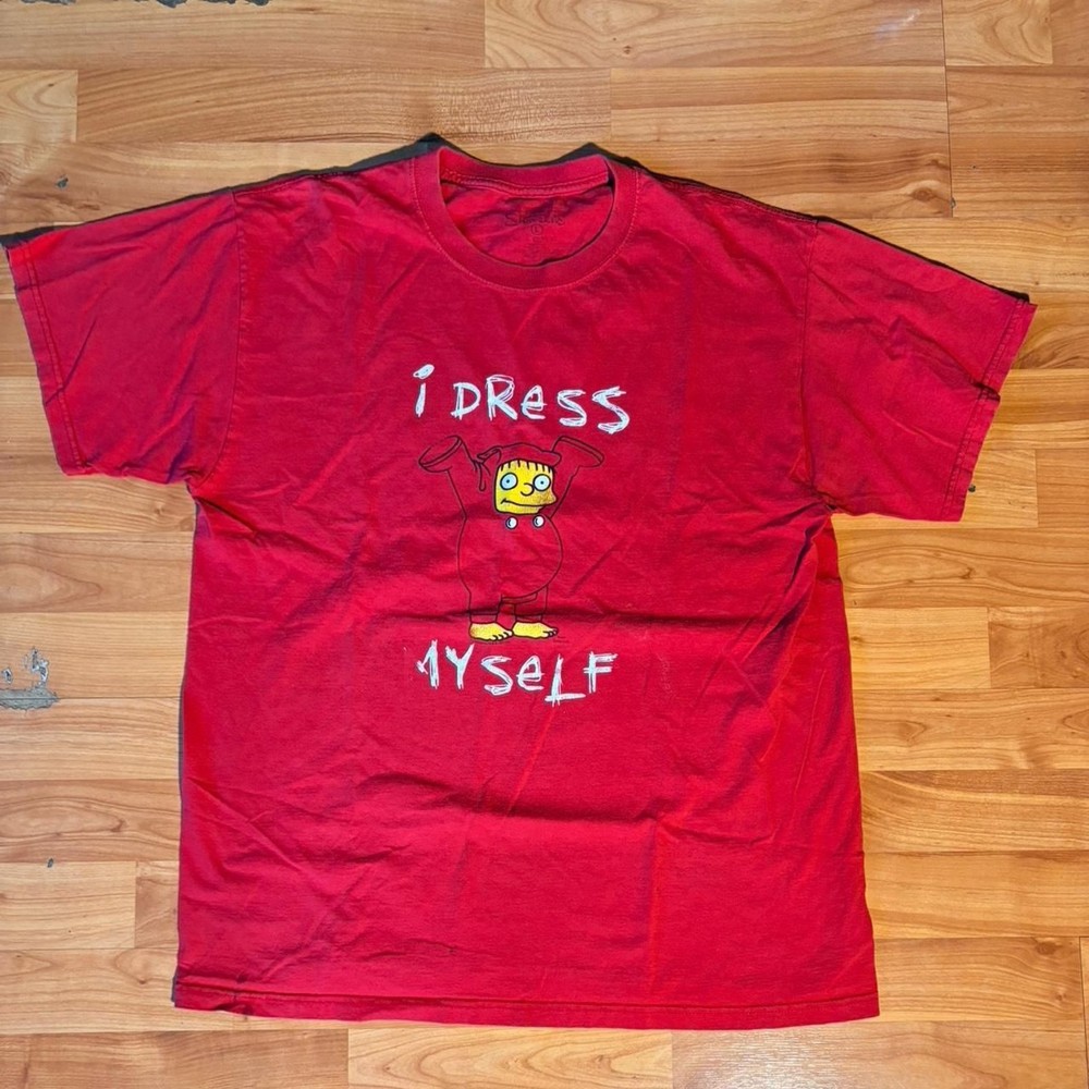 2010s Simpsons Red Graphic T Shirt Cartoon TV Show Tee Streetwear Y2K