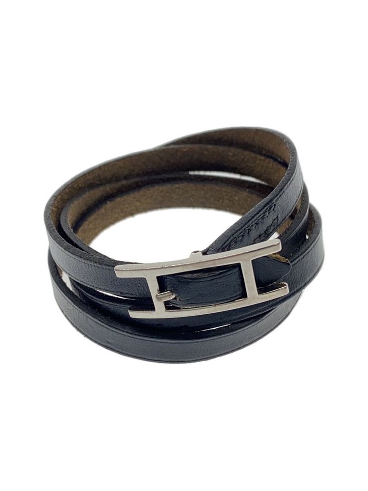 Hermes API Leather Bracelet Black for Women 3207