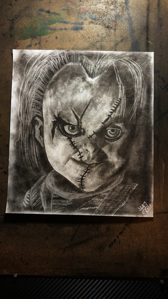 Original Handmade Charcoal Portrait Drawing on Paper, Signed, Illustration Art