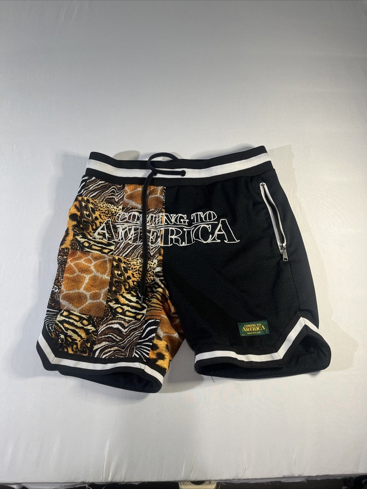 Coming to America Shoe Palace Shorts Men M Black Elastic Drawstring Mesh Lined