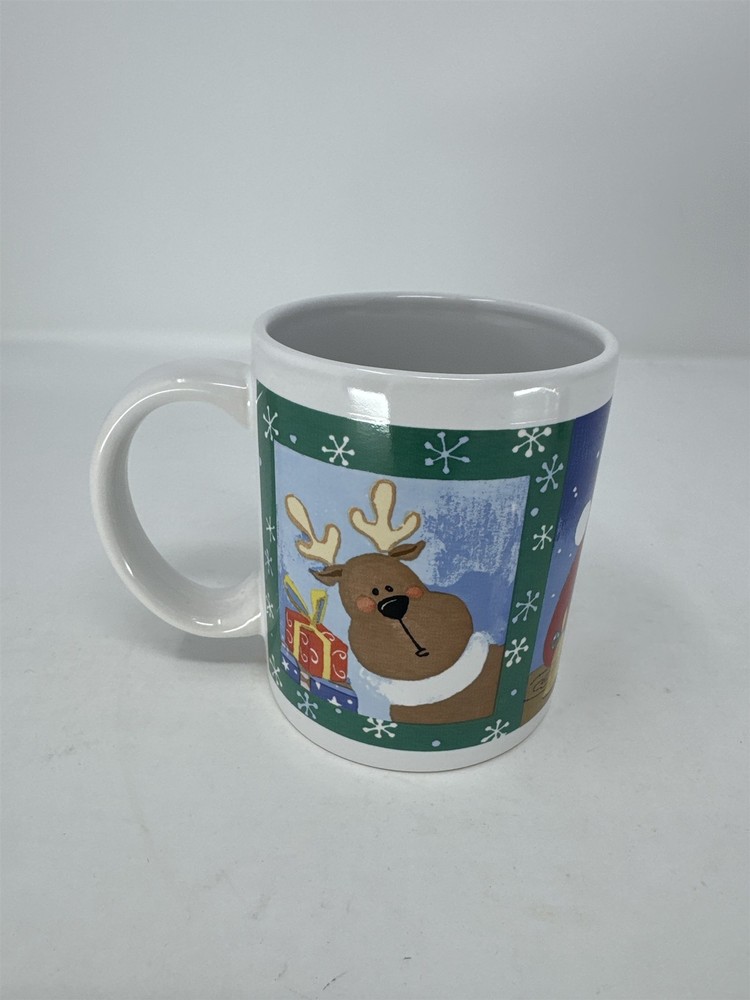 Christmas Coffee Mug Santa Reindeer Snowman Holiday Cocoa Cup Vintage Style
