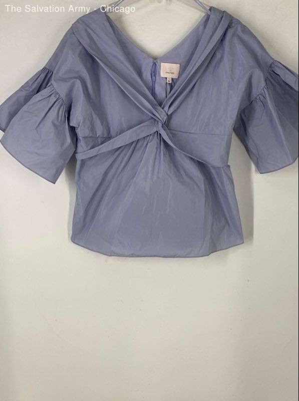 Cinq A Sept Womens Purple Short Bell Sleeve Carolyn Blouse Top Size Large