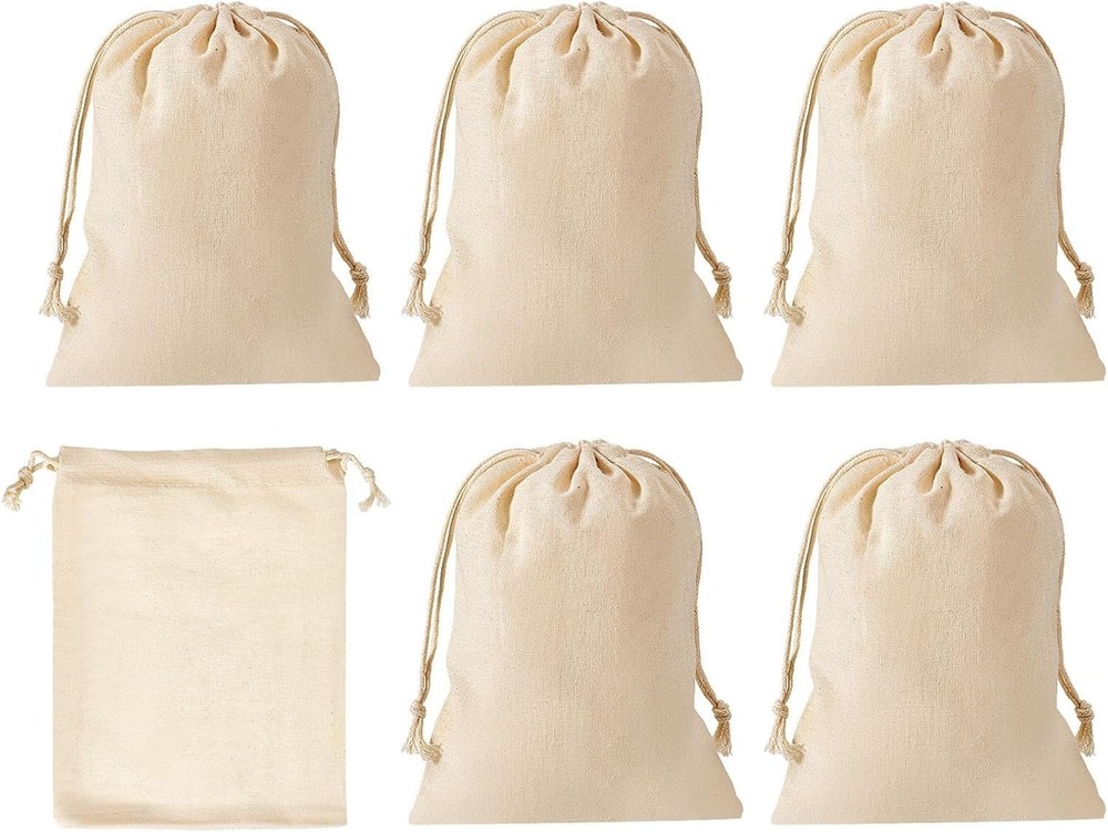 6 Pack Canvas Coin Money Sack Bags Bank Coin Deposit Sacks with Drawstring