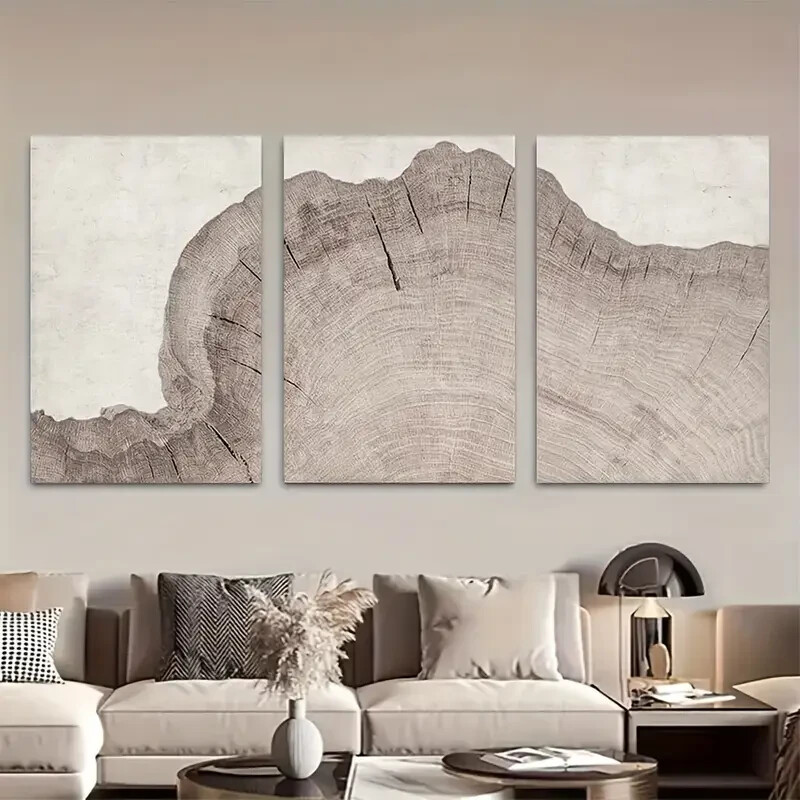 3pcs Oak Tree Rings Metal Print Art - Botanical Illustrations Ready to Hang