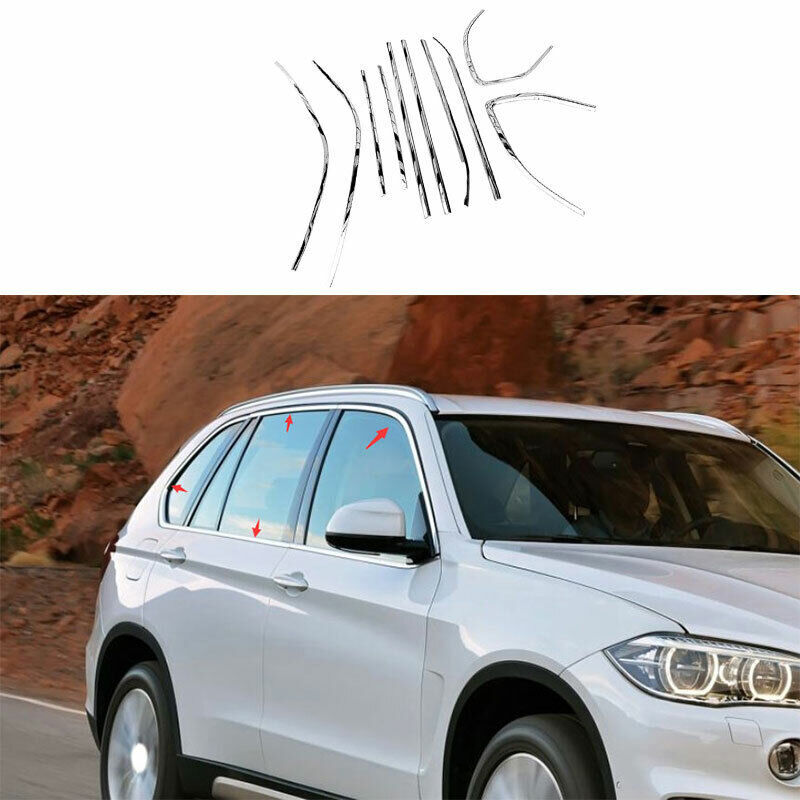Fit For BMW X5 E70 2008-2013 Silver Steel Windows Strip Sill Molding Cover Trim