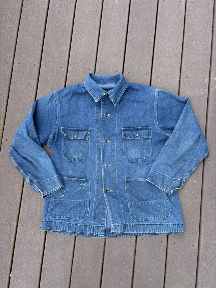 Vintage 1970s Big Mac Men’s Denim Chore Jacket Coat Size XL 48 faded