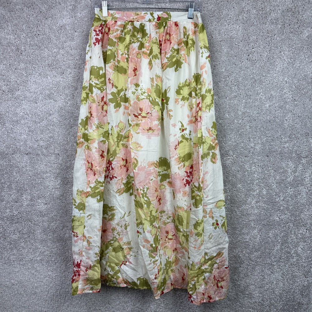 Calypso St. Barth  Floral Maxi Skirt Pull On Women's Size Small Chiffon Lined