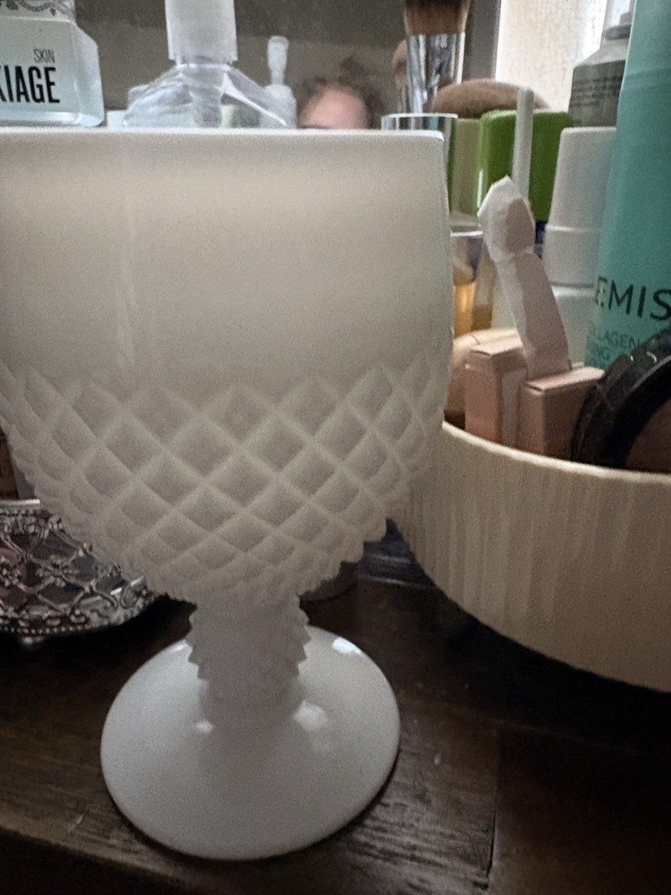 Milk Glass White Goblet Glossy Finish Round Drinkware for Unisex Adults