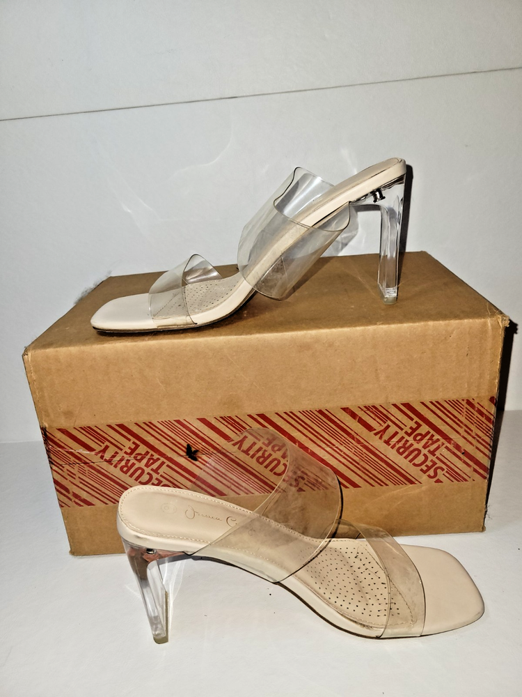 Jessica Carlyle Clear Heel Slip On Size 9 Pre-Owned 4-Inch Skin Tone Heels