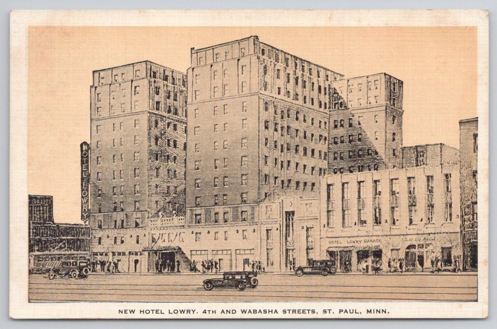 Hotel Lowry St. Paul MN Postcard 4th & Wabasha Streets E. C. Kropp Co.