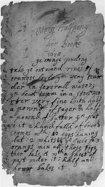 Hannah Wolley Queen Like Closet Orange Pudding Recipe Manuscript 1672