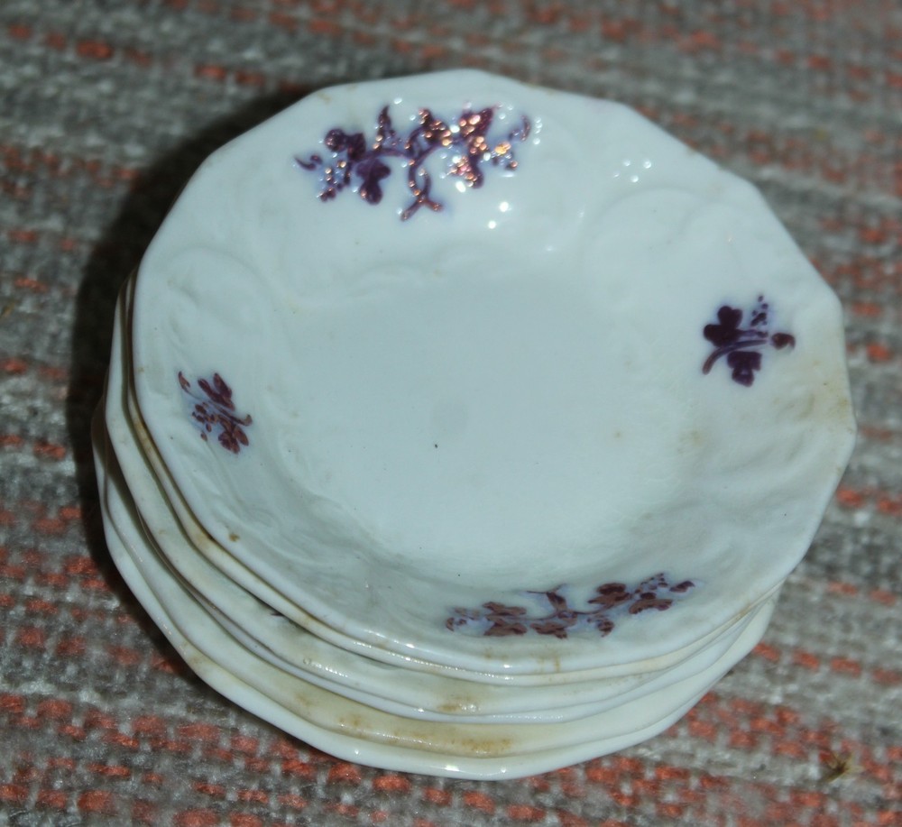 SIX!  Antique CHELSEA GRAPES PURPLE Butter Pats  ADDERLY Grandmother's China