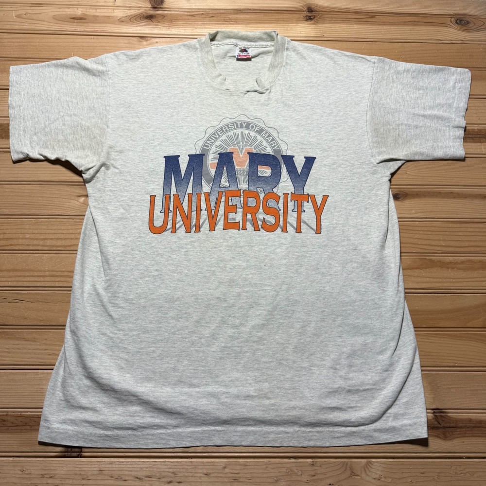 Vintage 90s University of Mary College Graphic Heather T-Shirt USA Made Men's XL