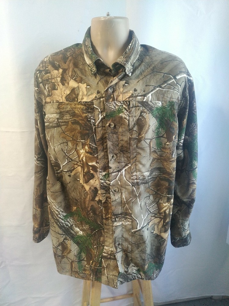 RedHead Button Up Vented Hunting Shirt Men's Large Long Sleeve Real Tree Camo