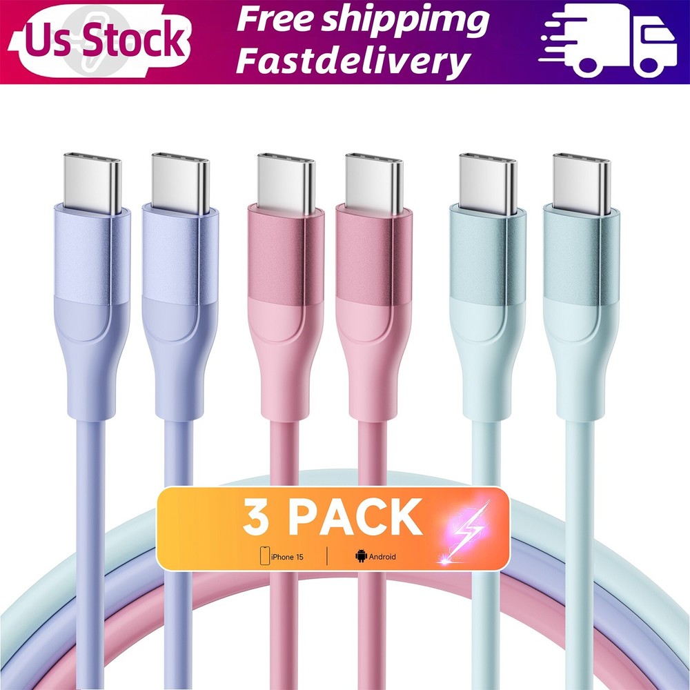 60W USB-C Fast Charger Cable 6ft PD Compatible with iPhone 16 15 Samsung Galaxy