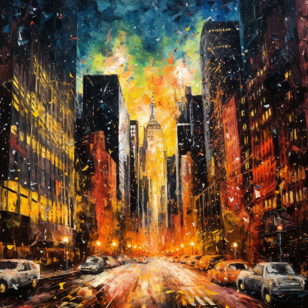 NYC Never Sleeps Abstract Wall Art Print 24x24 Inches  -image