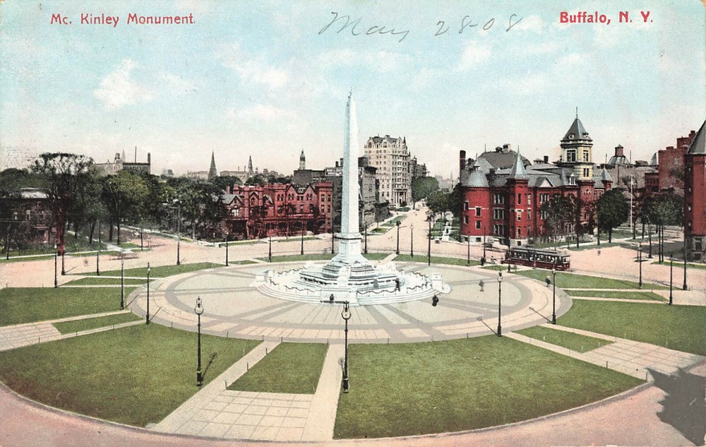 Mckinley Monument In Niagara Square Postcard Buffalo Ny New York 1908
