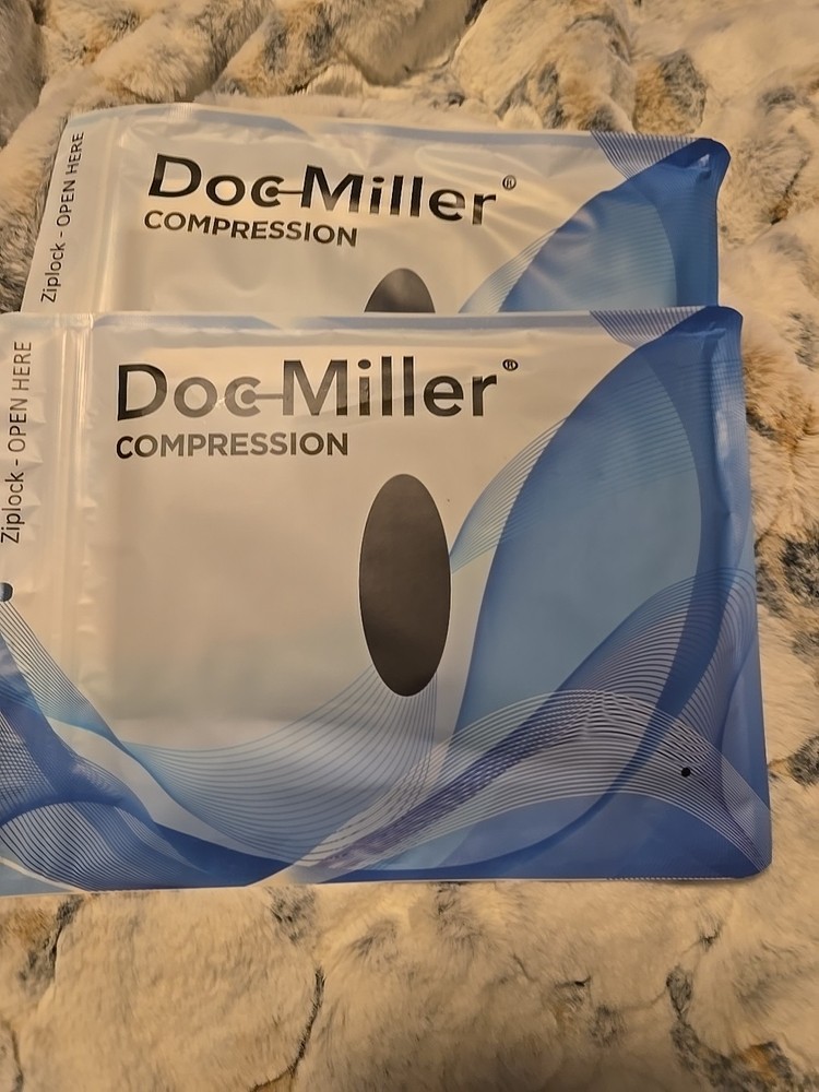 2 Doc Miller Open Toe Compression Socks  15-20mmHg Recovery Varicose  BLACK