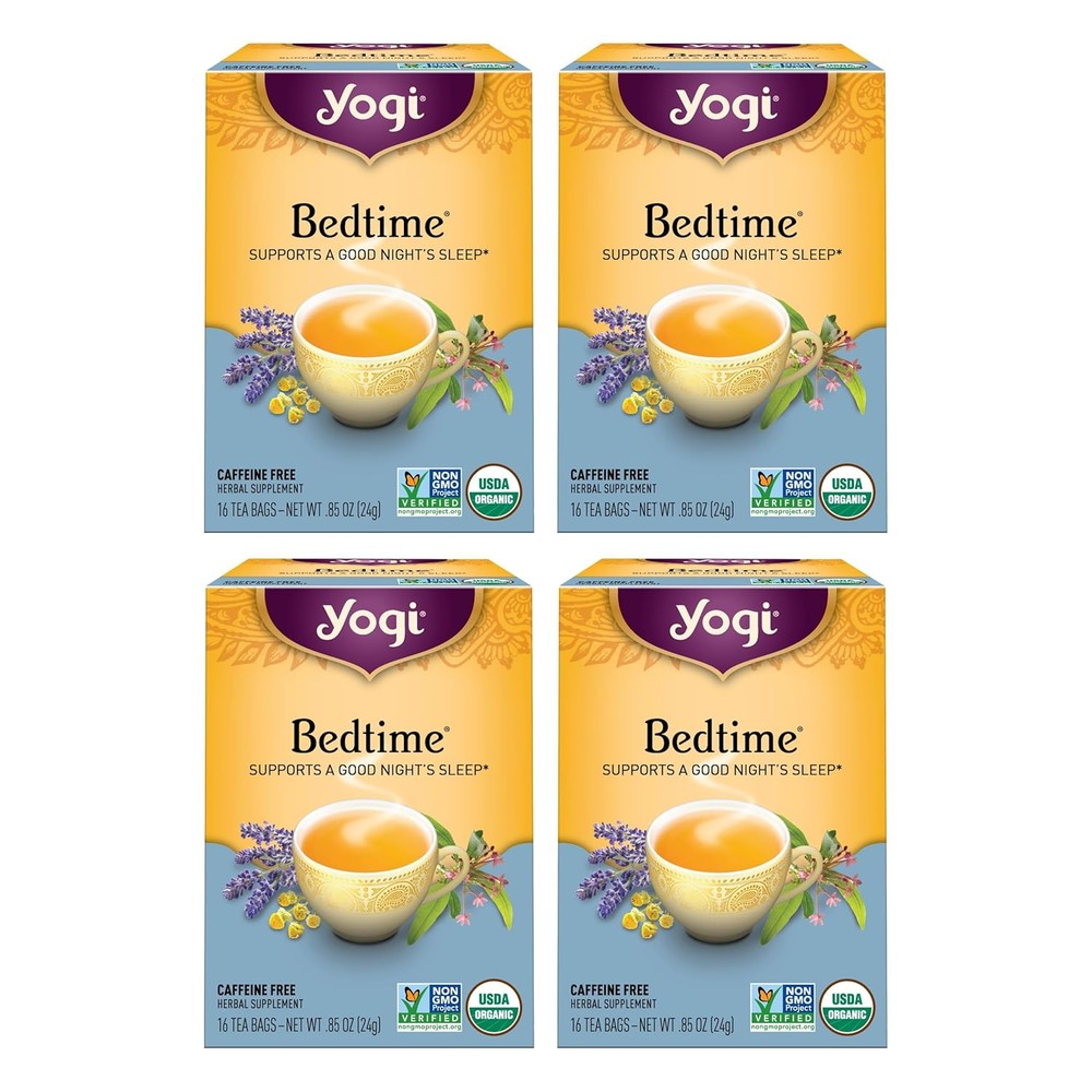 Yogi Bedtime Tea Pack with Chamomile - 16 Bags per Pack (4 Packs)
