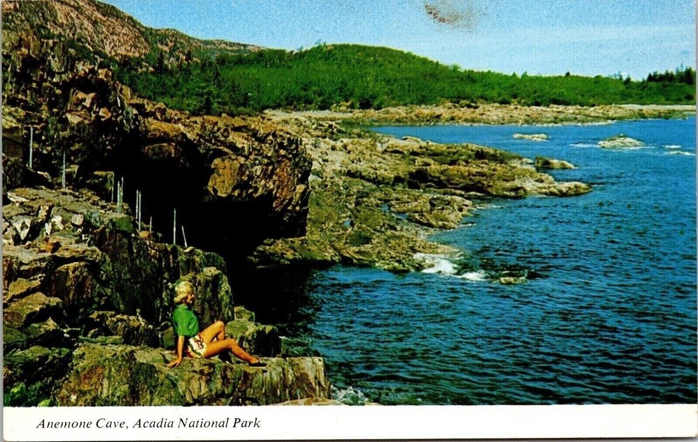Anemone Cave Acadia National Park Mt Desert Island Maine Me Vintage Postcard-image