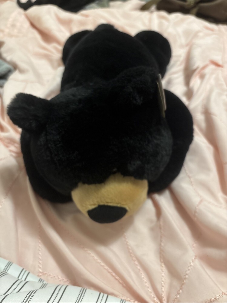 Plush black teddy bear soft cuddly toy