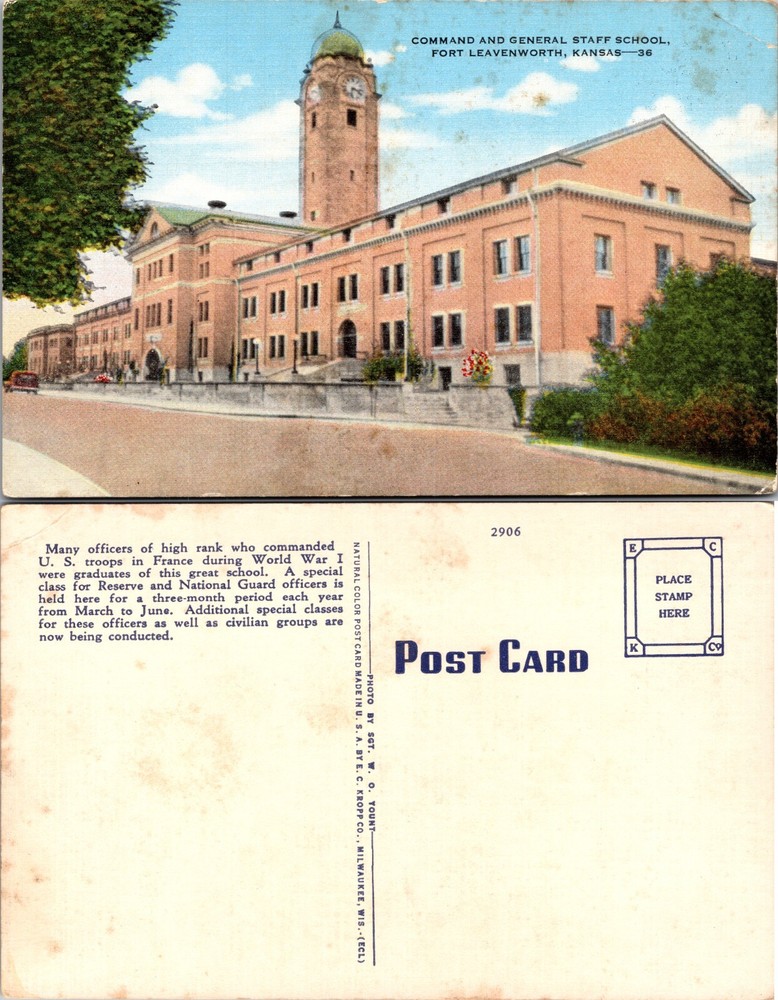 Command and General Staff School Fort Leavenworth KS Postcard