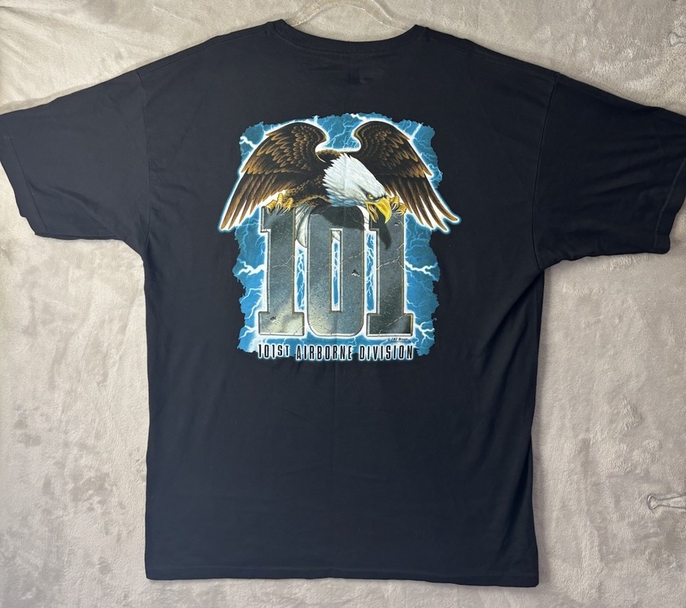 101st Airborne Division Screaming Eagles Graphic T Shirt Mens XL Black