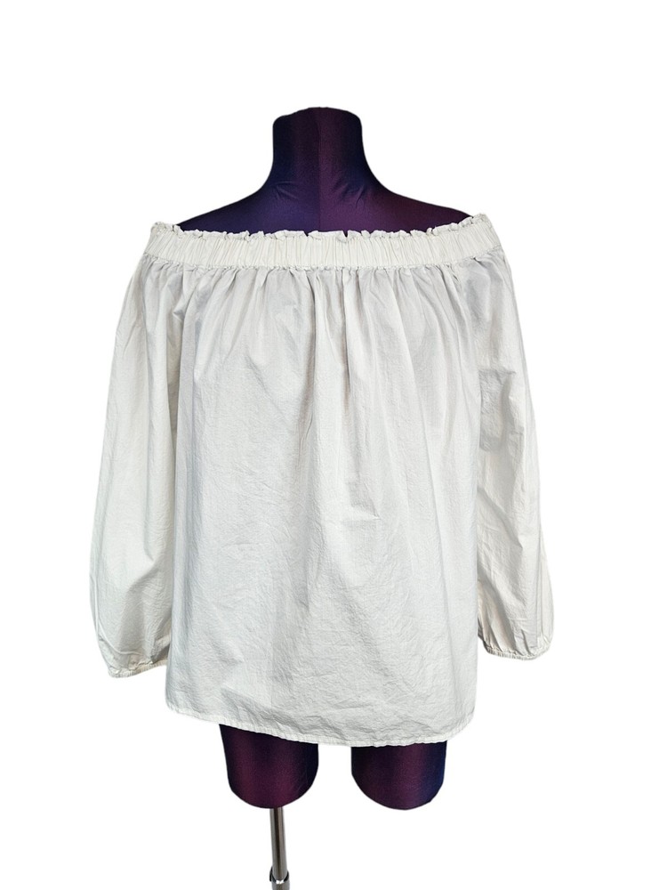 Gap White Off the Shoulder Cotton Poplin 3/4 Sleeve Top Size Small Women's R23