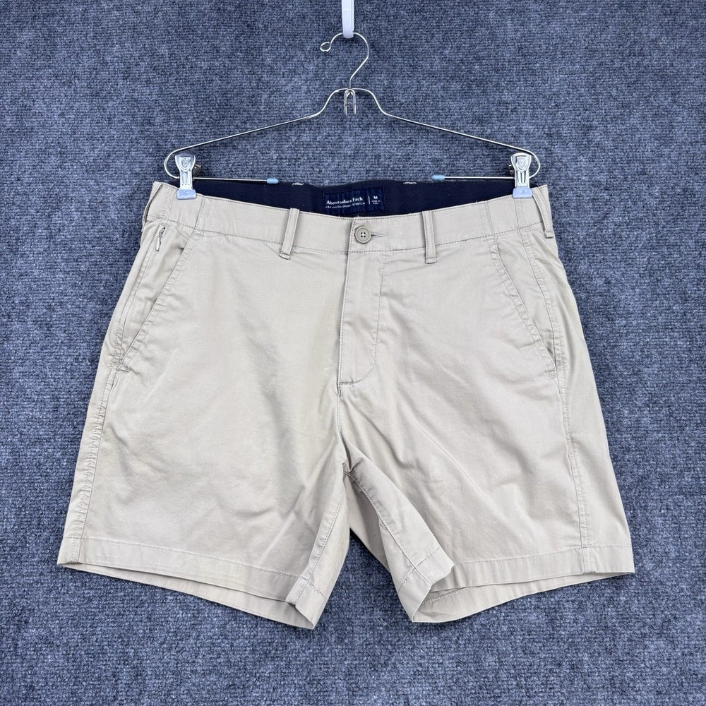 Abercrombie & Fitch All Day Tan Chino Shorts Men’s M Flat Front 5” Inseam