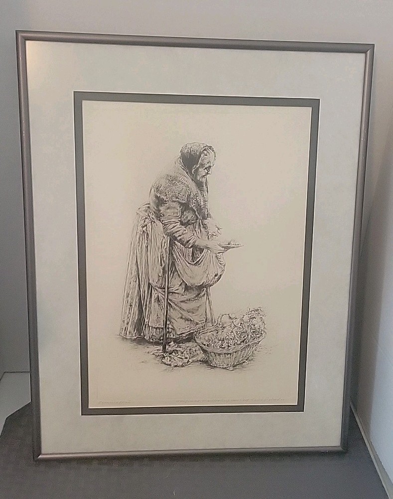 PAUL GEISSLER (Germany,1881- 1965)Pencil Signed Etching Print Woman Framed