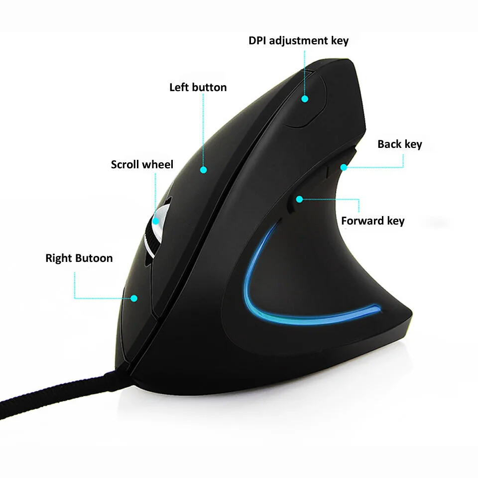 Wired Ergonomic RGB Gaming Mouse with Adjustable DPI Up to 3200