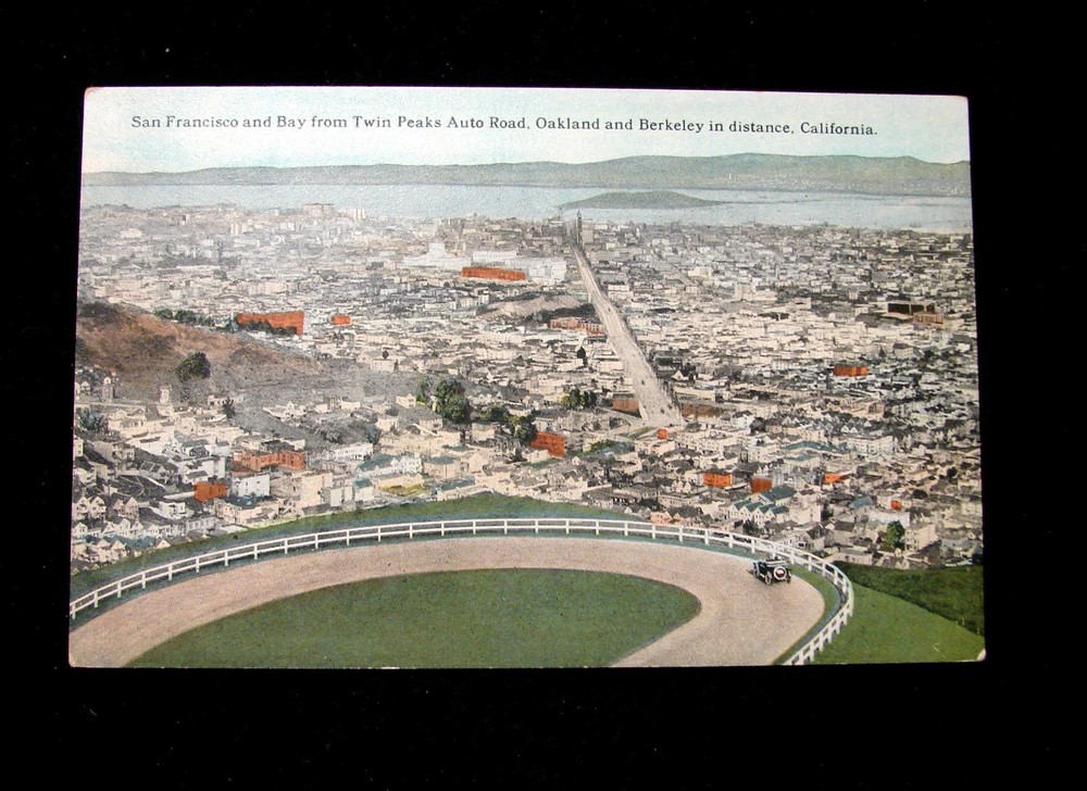 Vtg Postcard California San Fransico Bay Twin Peaks Auto Road Oakland Berkeley