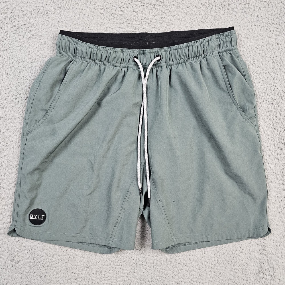 BYLT Active Shorts Mens XL Green Sage Lined Drawstring Workout Gym Running 8