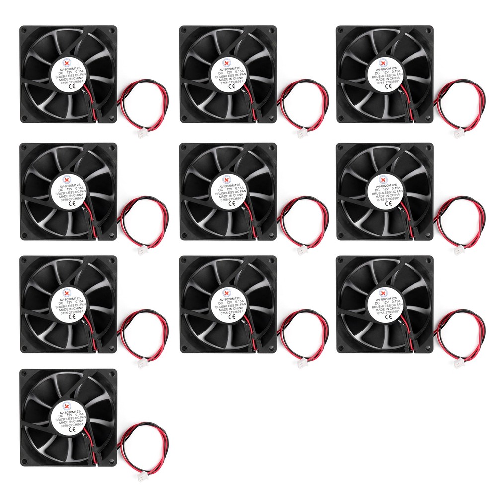 10x DC 12V 8cm 80x80x20mm 8020S 80mm CPU System brushless Cooling Fan 2pin🚀