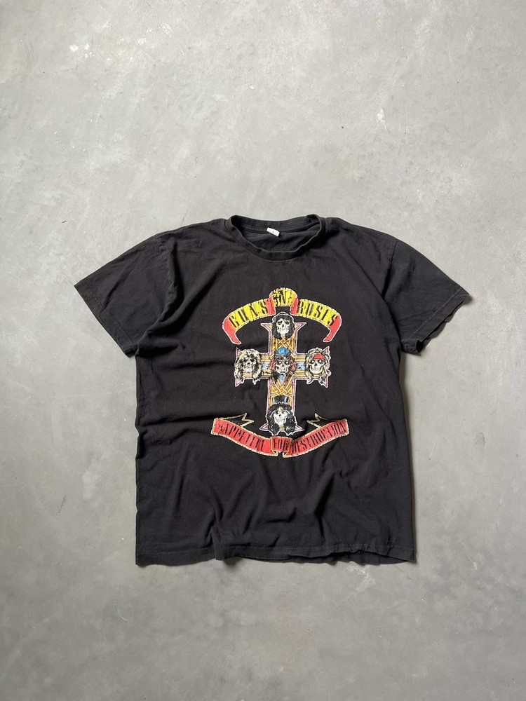 guns & roses black concert t-shirt band vintage size Large