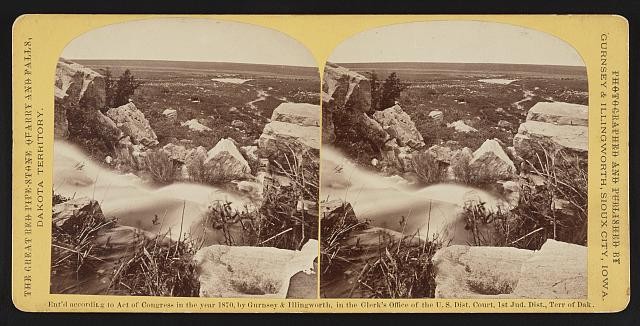 Dakota Territory 1870 Great Red Pipe-Stone Quarry and Falls stereoview