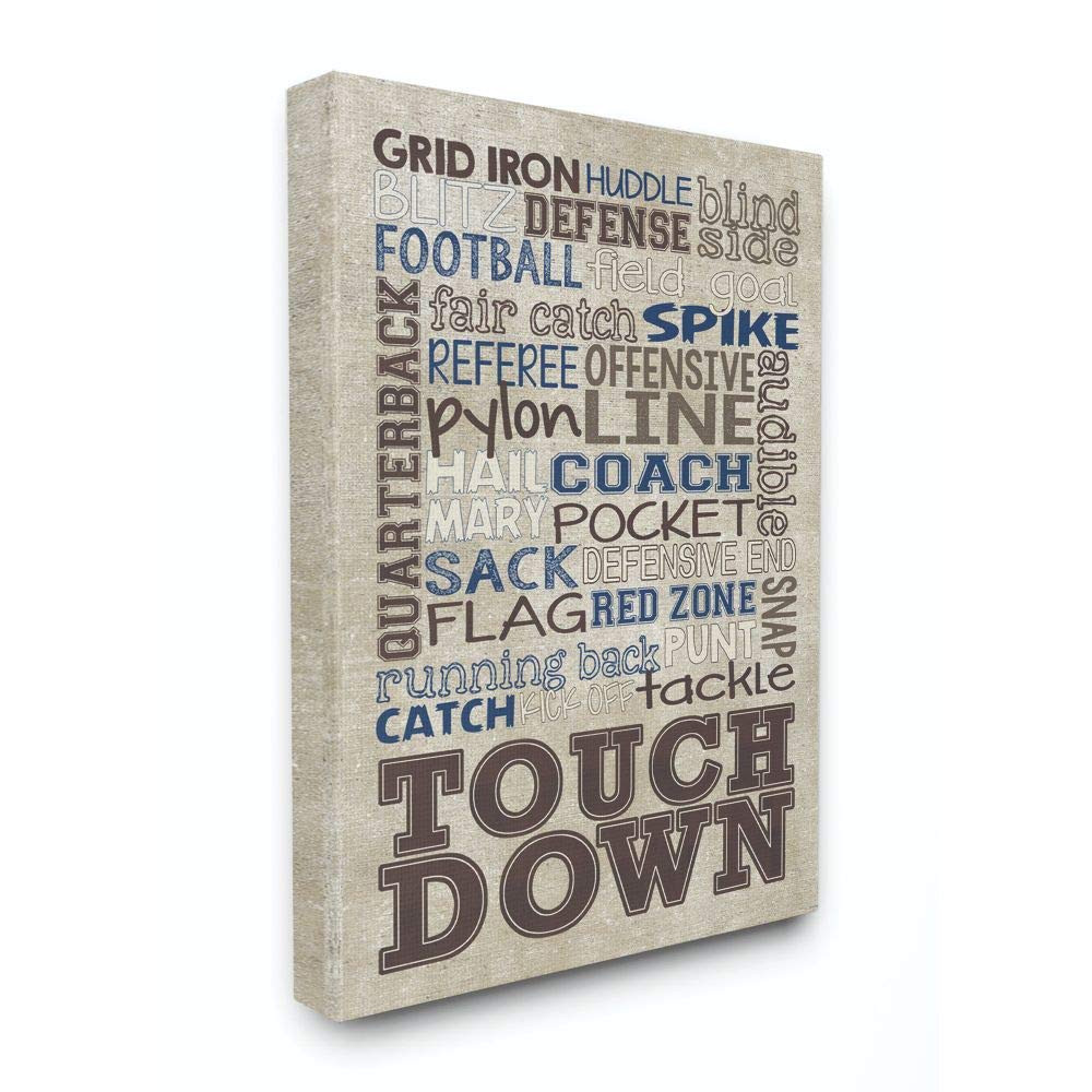 Brown and Navy Football Typog Canvas Wall Art, 24x30, Design by Artist Erica ...