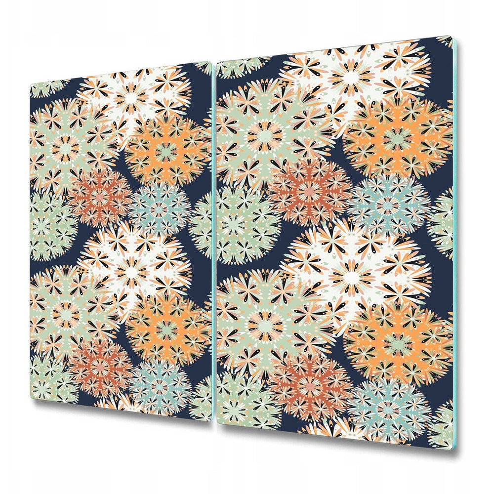 Glass Chopping Cutting Board Beautiful elements Colourful green orange 2x30x52