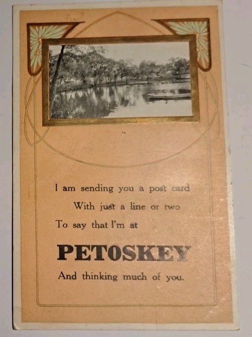 PETOSKEY, Michigan, Scenic Greeting 1911 Postcard