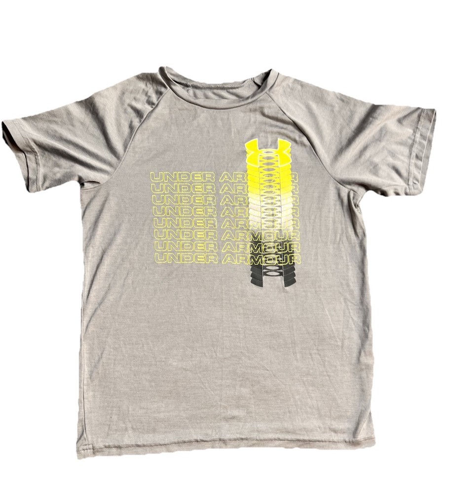 Under Armour T Shirt Gray And Green Size YMD