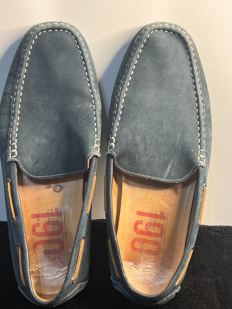 1901 Men’s Blue Suede Leather Loafers Slip-On Shoes Size 11.5M Made in Brazil