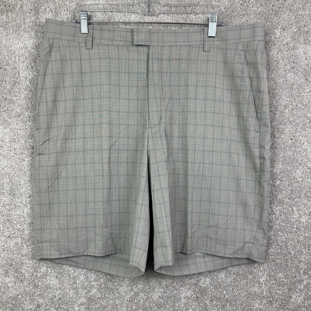 Tiger Woods Collection Gray Blue Plaid Shorts Men Size 38 Golf Performance