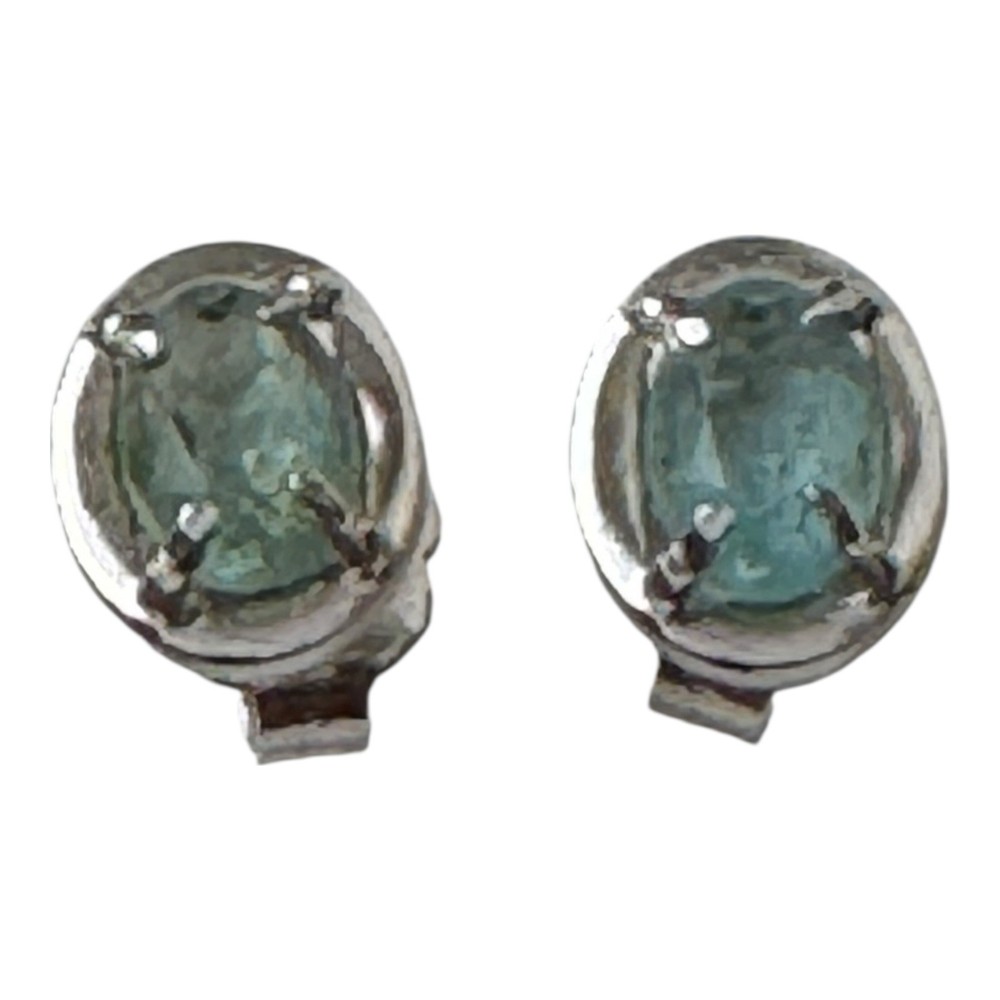 Vintage Faux Opal Silver Tone Post Stud Earrings