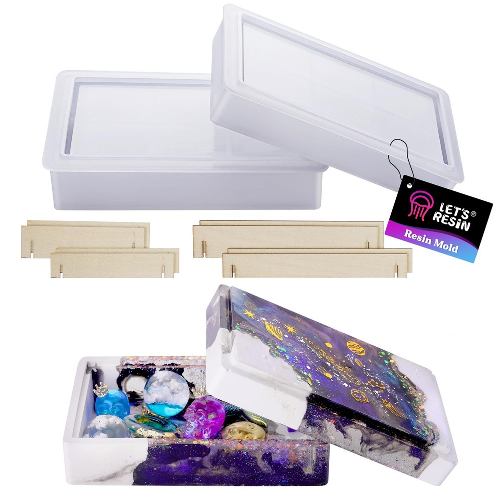 Silicone Storage Box Molds with Sliding Lid for Resin Crafting