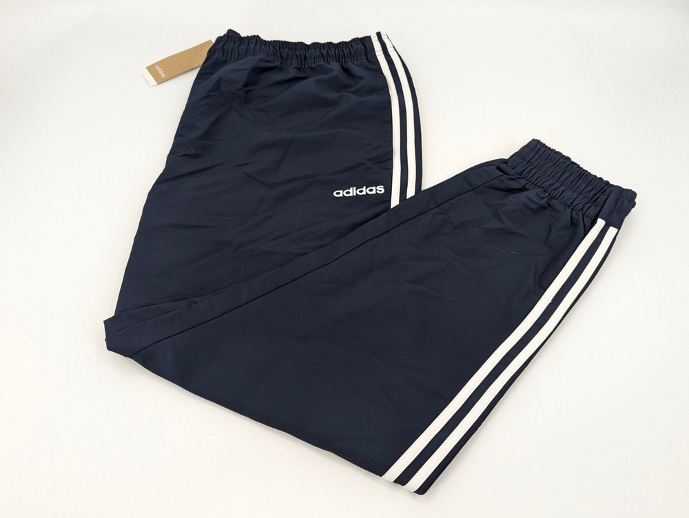 Adidas Men's Essential Tapered Cuff Sweatpants Joggers 3 Stripe Navy Size 2XL