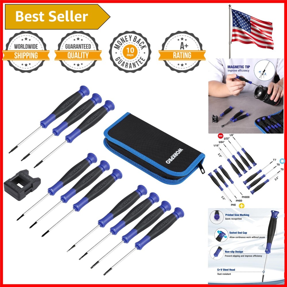 Portable 10-Piece Magnetic Electronics Repair Kit with Carry Case